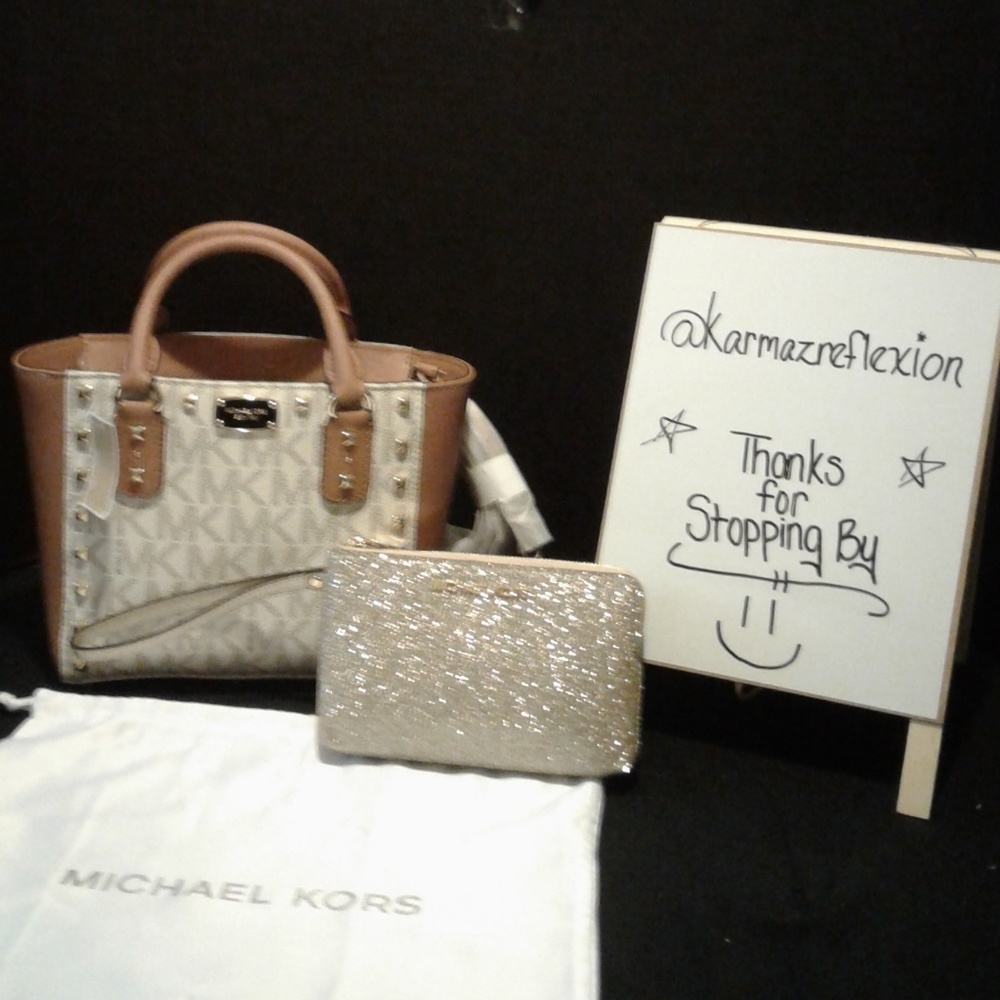MICHAEL KORS Sandrine Stud Bag & Wristlet NWT